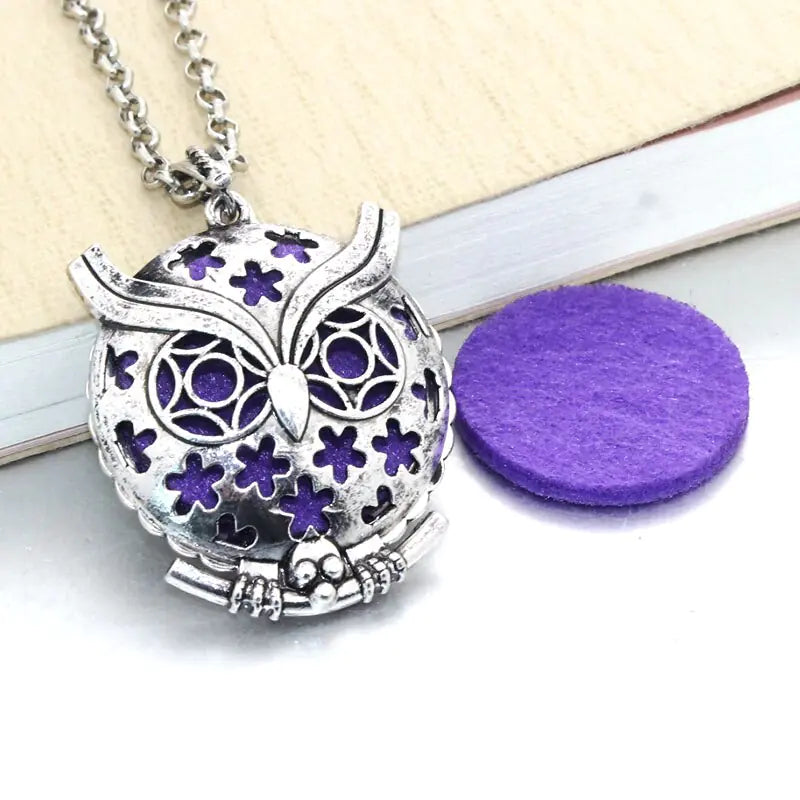 Aromatherapy Essential Oil Owl Pendant Necklace