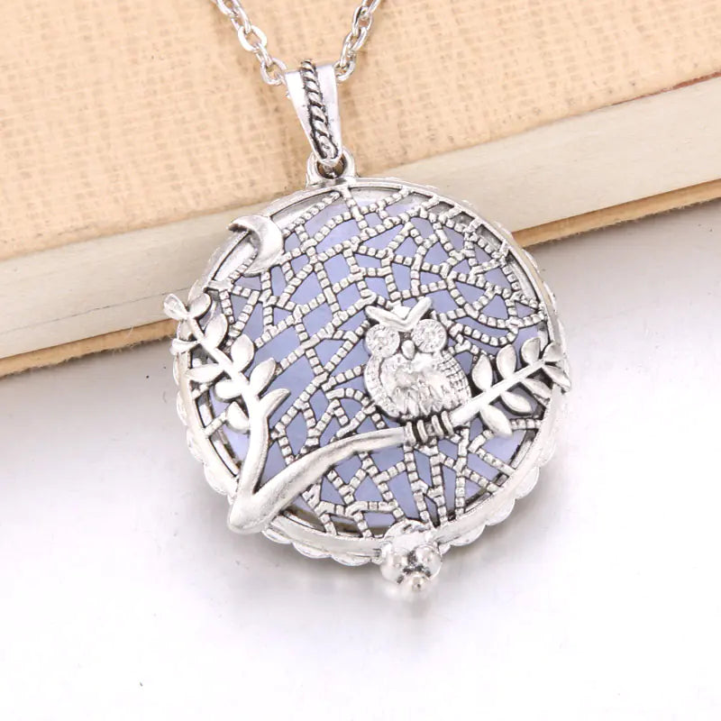 Aromatherapy Essential Oil Owl Pendant Necklace