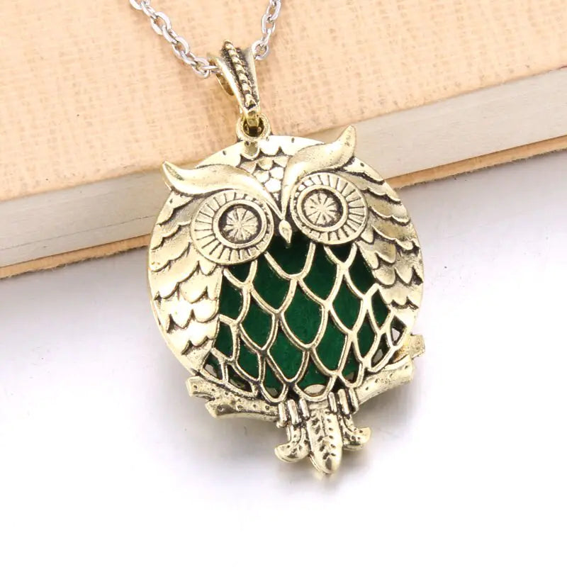 Aromatherapy Essential Oil Owl Pendant Necklace