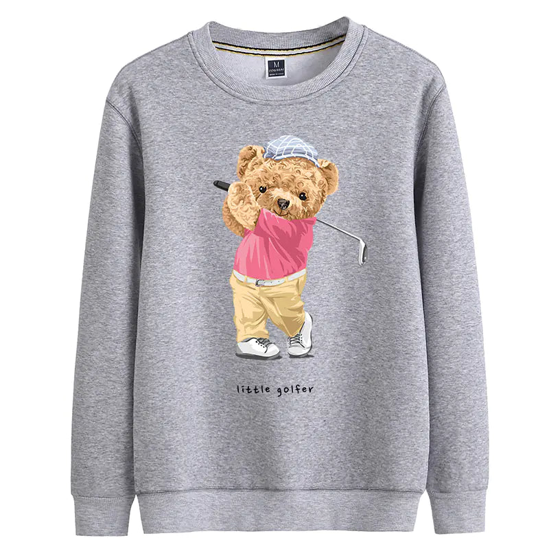 Women's Oversized Cotton Golf Bear Hoodie - Winter Pullover