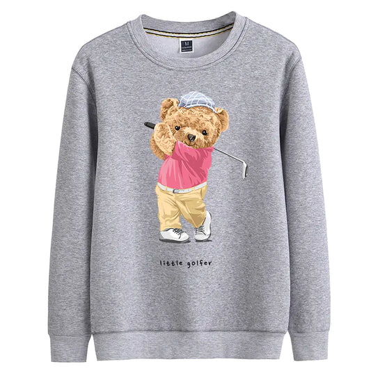 Women's Oversized Cotton Golf Bear Hoodie - Winter Pullover