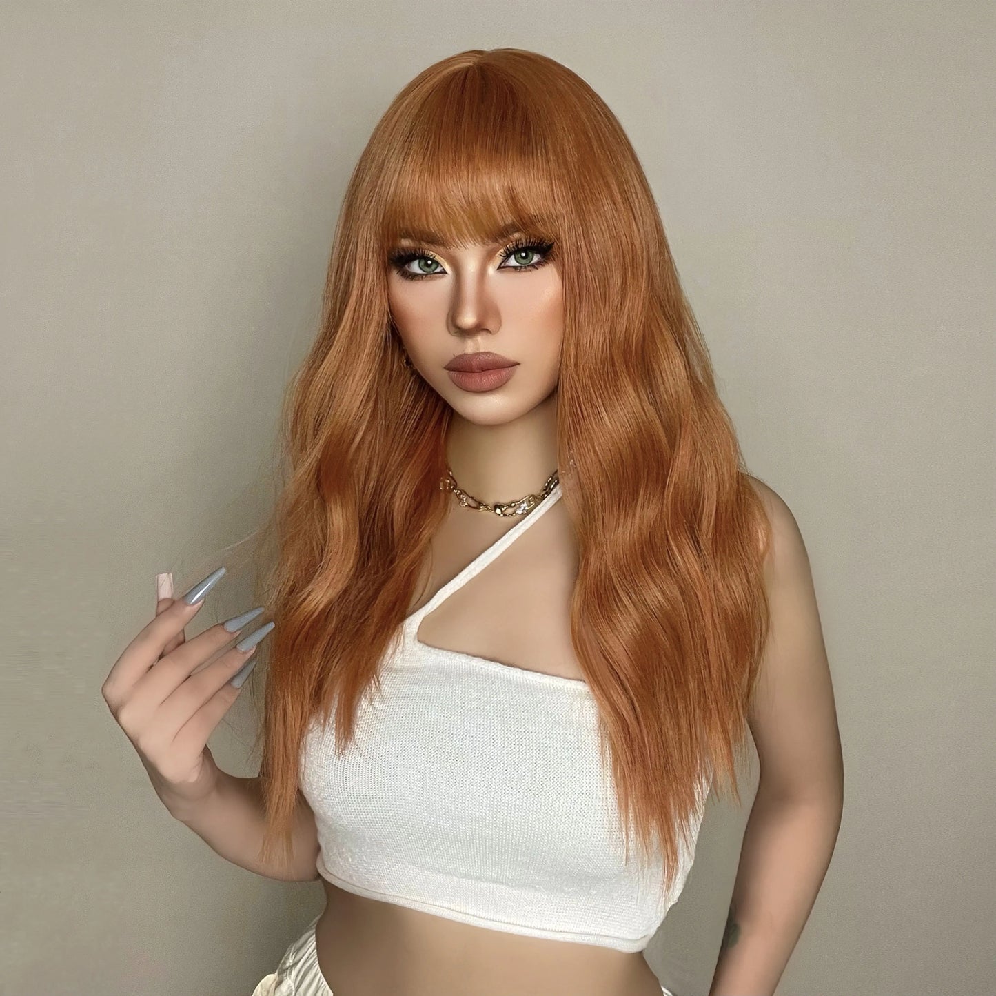 Orange Long Hair Wig for Women