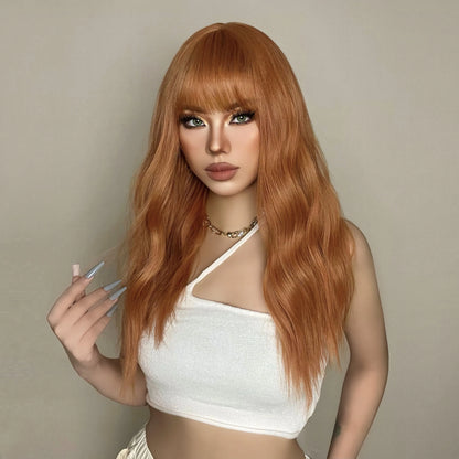 Orange Long Hair Wig for Women