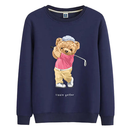 Women's Oversized Cotton Golf Bear Hoodie - Winter Pullover