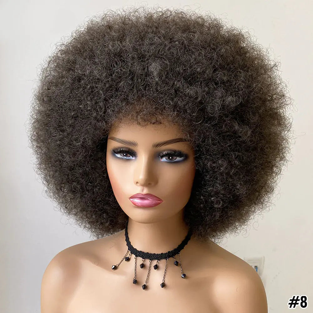 Curly Short Hair Wig with Bangs