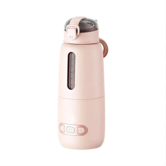 Rechargeable USB Bottle Warmer Portable Instant Water Warmer Smart Baby Flask (Pink) for Baby Breastmilk and Formula